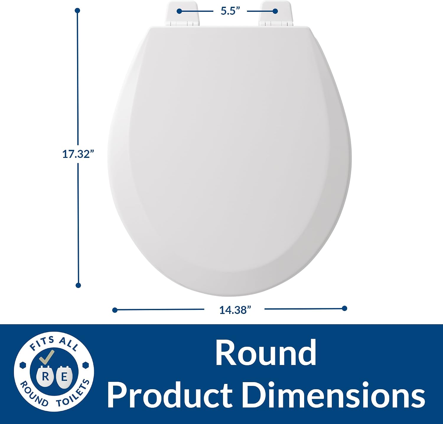 Bemis 500TTT Durable Wood Toilet Seat, Secure Hinges Stay Tight, Made in USA, Round, White
