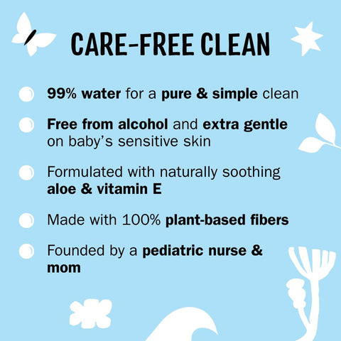 Molly's Suds Sensitive Clean Baby Wipes | 99% Water, Plant-Based, Fragrance Free | 384 Total Wipes (6 Flip-Top Packs)