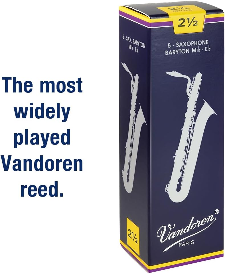 Vandoren SR2425 Bari Sax Traditional Reeds Strength 2.5; Box of 5