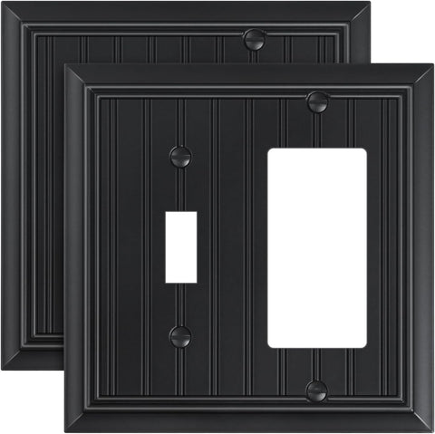 2-Pack Beadboard Bamboo Combo Toggle/Decorator Light Switch Cover Plate