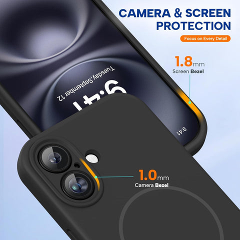Miracase Silicone & Magnetic for iPhone 16 Case, Black