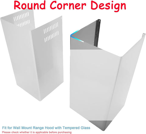 Extension Wall Mount Range Hood Stainless Steel Exhaust Duct Chimney Cover Up to 9 ft. Ceiling
