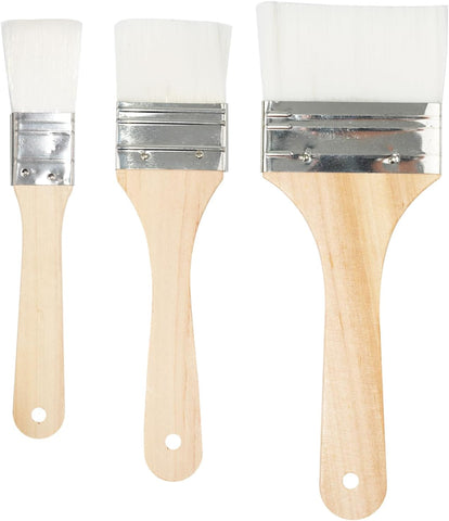 Set of 3 Chip Paint Brushes with Synthetic Bristles for Priming Painting, Varnishing, Wood, Walls, Painting