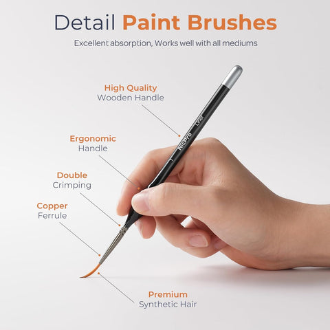 Nicpro Miniature Paint Brushes Drybrush - 21PCS Model Paint Brush Set