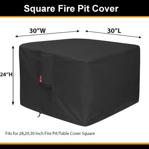 SheeChung Fire Pit Cover Square 30"L x 30"W x24"H,Waterproof 600D Polyester