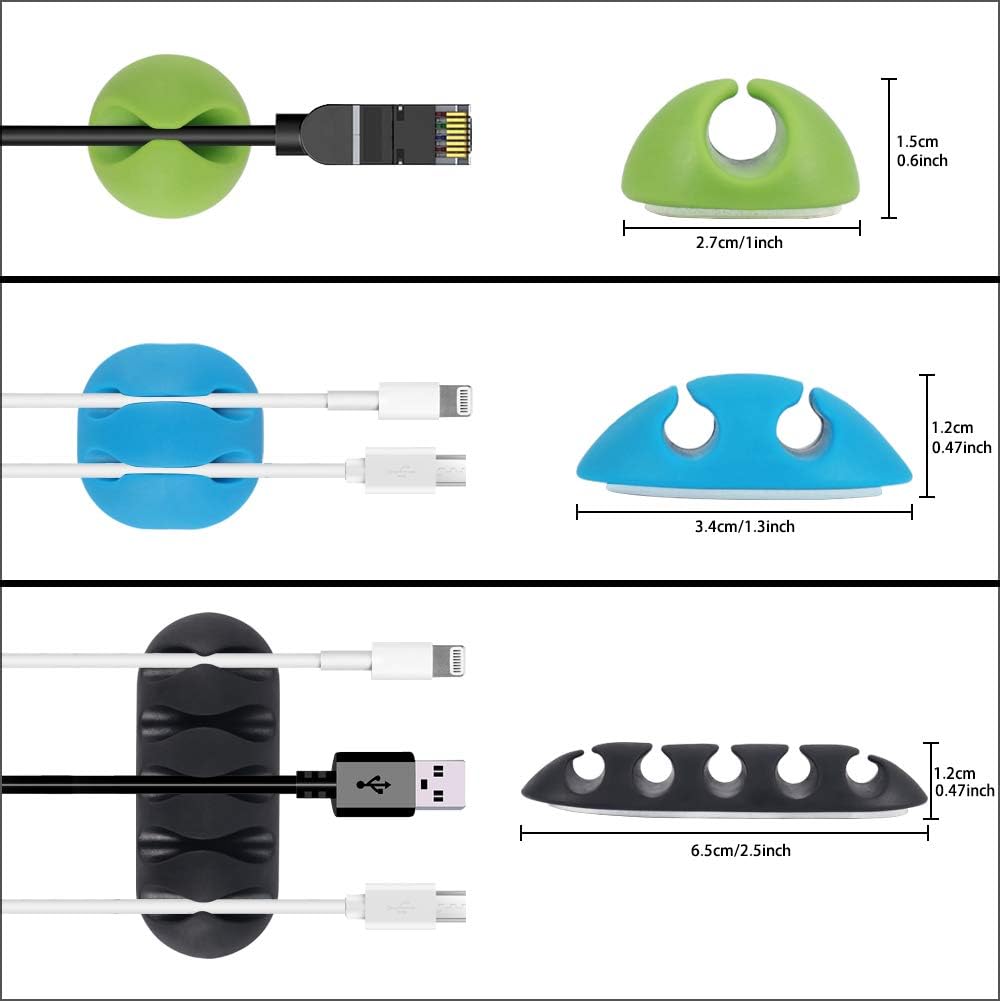 Shintop 6pcs Self-Adhesive Cable Clips for Computer, Electrical, Charging