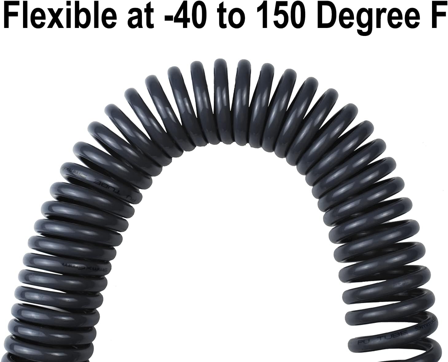 YOTOO Polyurethane Recoil Air Hose, Air Compressor Hose 1/4" Inner Diameter by 25' Long with Bend Restrictor, 1/4" Industrial Quick Coupler and Plug, Gray