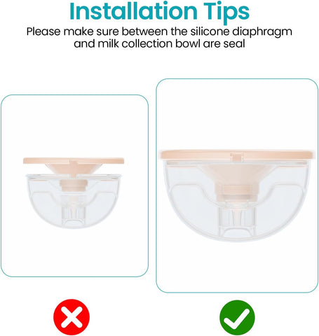Paruu P16 Replacement Full Set Collector Cup, Only Compatible with P16 Wearable Breast Pump (150ml, 24mm Flange), Original Accessories（Nude, 1 Set
