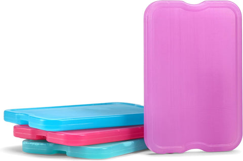 Cool Coolers by Fit & Fresh 4 Pack XL Slim Ice Packs, Quick Freeze Space Saving Reusable Ice Packs for Lunch Boxes or Coolers