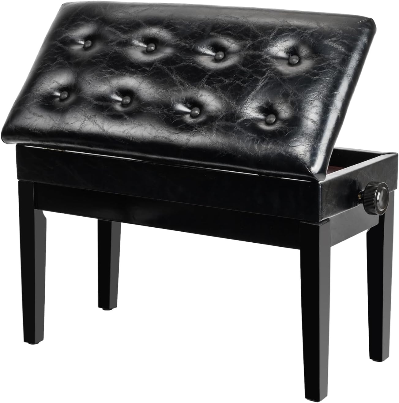 Bonnlo Adjustable Duet Piano Bench with Storage Faux Leather Seat