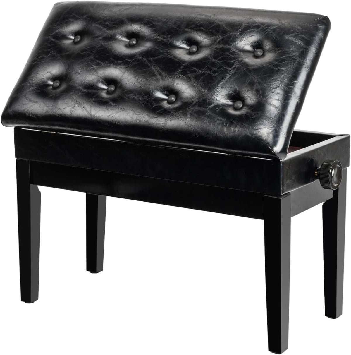 Bonnlo Adjustable Duet Piano Bench with Storage Faux Leather Seat