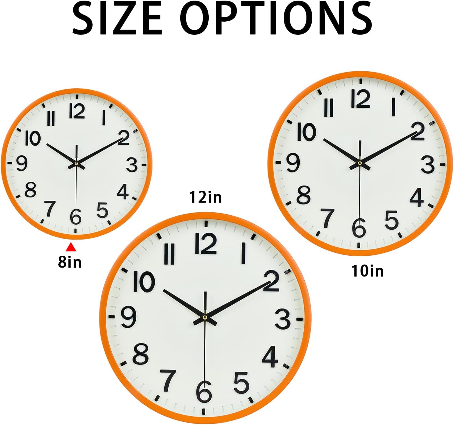 Wall Clock, Modern 8 Inch Small Wall Clocks Battery Operated, Silent Non-Ticking Analog Classic for Office, Home, Bathroom, Kitchen, Bedroom, School(Beige and Orange)
