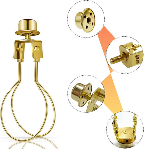Clip on Lampshade Adapter, Shade Light Bulb Clip Adapter(1 Pcs, Gold)