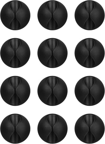 Flezoo 12PCS Black Adhesive Cable Clips Cord Organizer for Wire Management