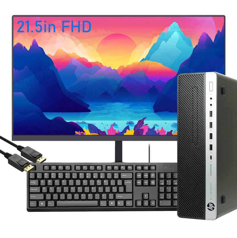 HP Elitedesk 800 G3 SFF PC Desktop Computer w/ 21.5" FHD Monitor All in One Set, Core i5-6500 Up to 3.6 GHz, 8GB RAM, 256GB SSD, WiFi, BT, USB 3.0, Windows 10 Pro (Renewed)