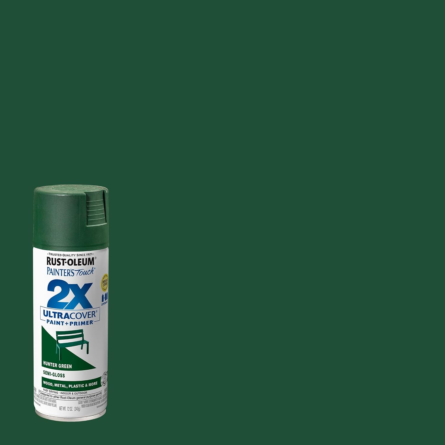 Rust-Oleum Painter's Touch 2X Spray Paint, Semi-Gloss Hunter Green