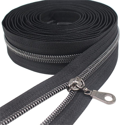 YaHoGa #5 Black Nickel Nylon Coil Zippers by The Yard 10 Yards (Black)