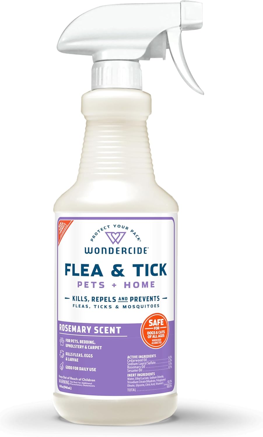 Wondercide Flea Tick & Mosquito Spray for Pets & Home - Rosemary 16 fl oz