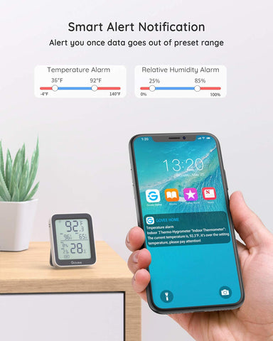 Govee Bluetooth Hygrometer Thermometer, Large LCD, Max/Min Records, 2-Year Data Storage - Black, 2 Pack