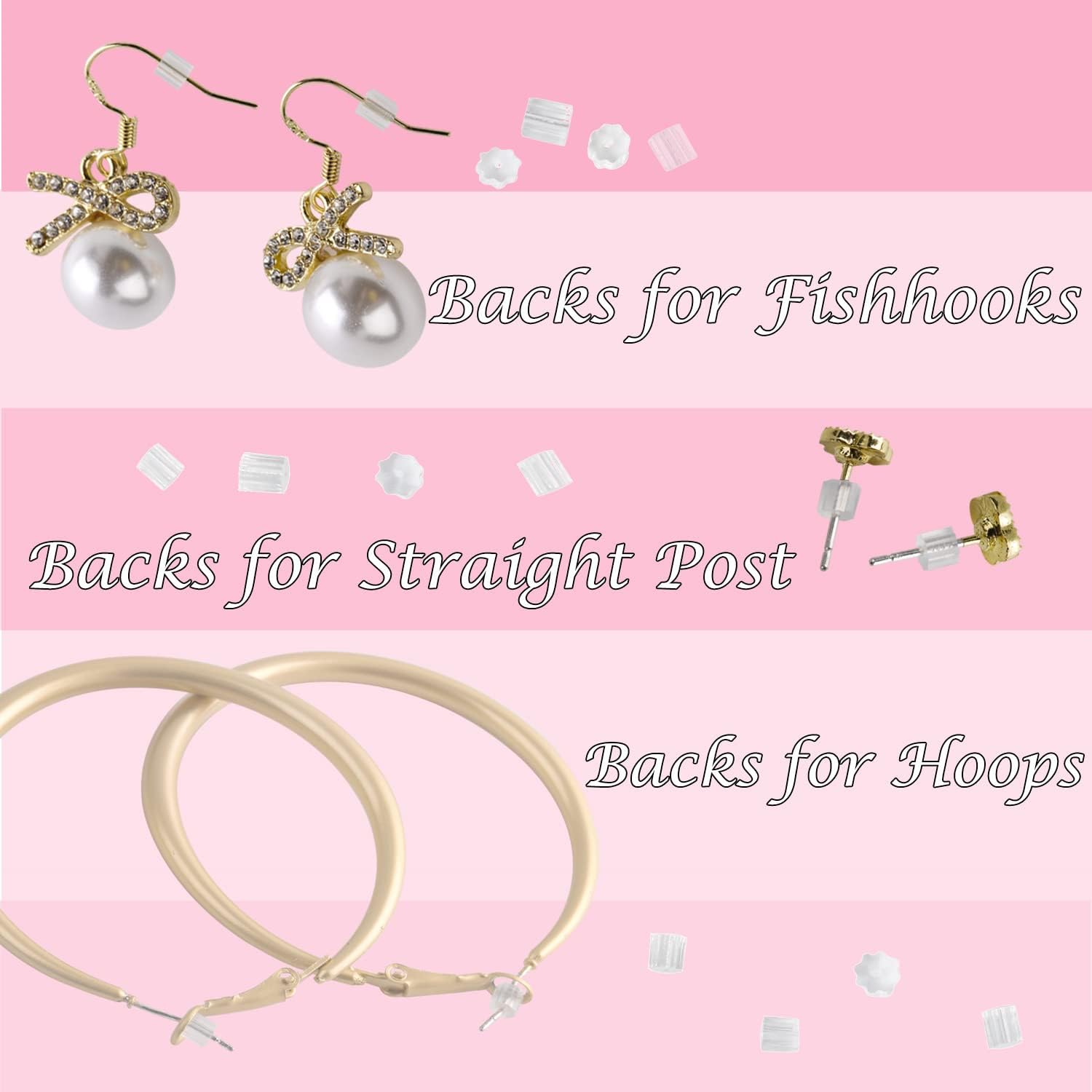 Earring Backs Replacements, Silicone Earring Backs, Soft, Clear, 1000PCS