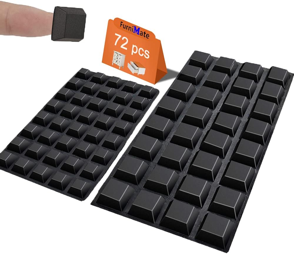 Black Rubber Feet 72PCS Self Adhesive Rubber Feet Black Bumper Pads Square Bumpers for Electronics Speakers Computers Keyboard PS4