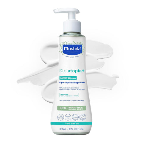 Mustela Stelatopia+ - Lipid-Replenishing Cream - Moisturizer for Eczema-Prone Skin - With Natural Sunflower Oil and Prebiotic - EWG Verified - For Babies, Kids & Adults - Fragrance Free