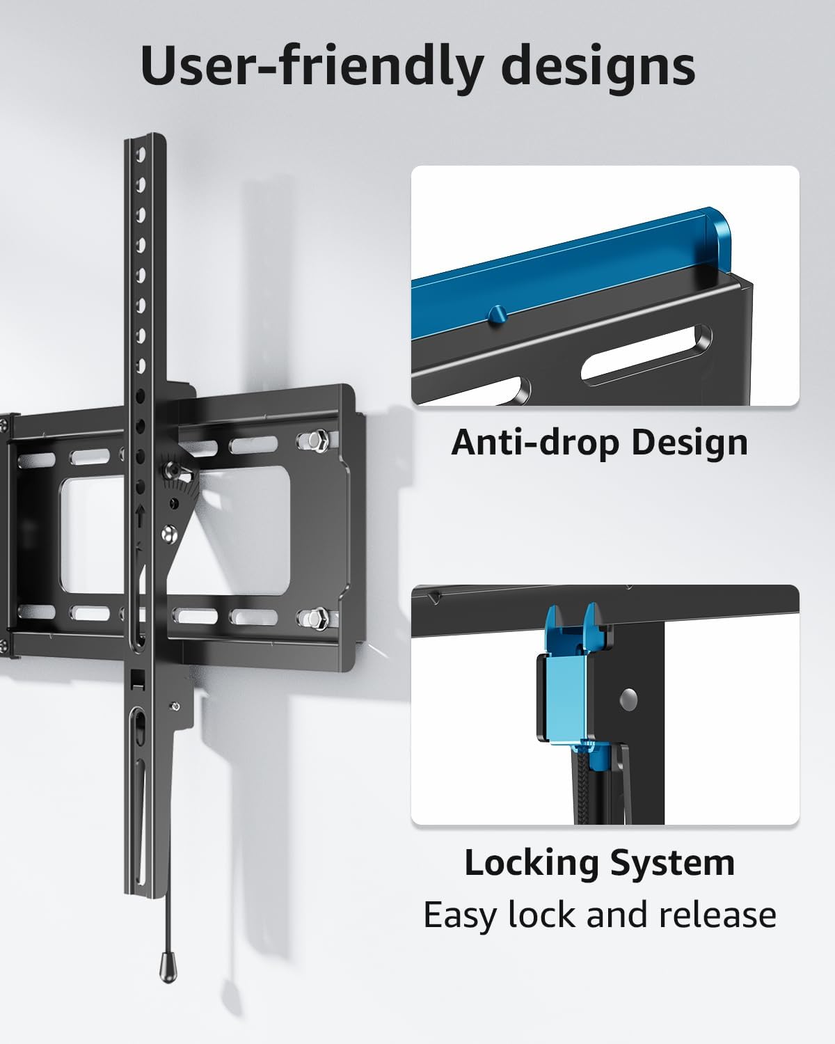 MOUNTUP TV Wall Mount Tilting TV Mount Bracket for Most 37-82 Inch Flat Screen/Curved Low Profile Wall Mount Saving Space Max VESA 600x400mm Hold up to 132 lbs Fit 16" 18" 24" Stud