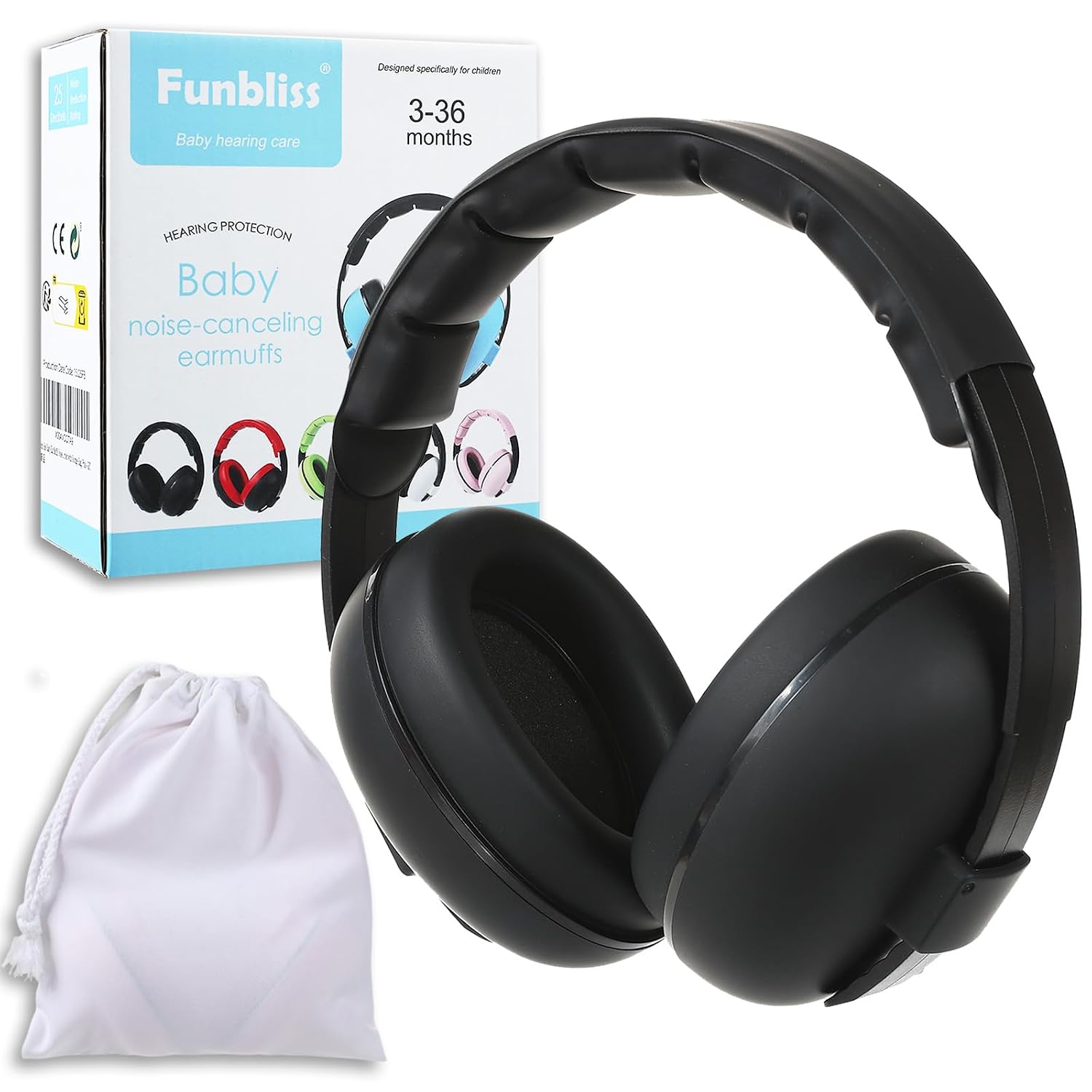 Funbliss Baby Ear Protection Noise Cancelling Headphones, Black