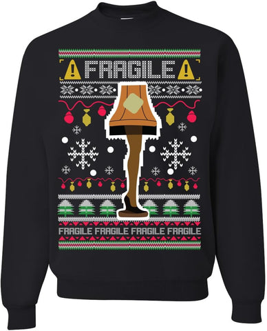 Fragile Leg Lamp Ugly Christmas Sweater Unisex Crewneck Graphic Sweatshirt