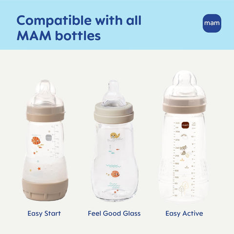 MAM Bottle Nipples Fast Flow Nipple Level 3 (Set of 2), for 4+ Months, SkinSoft Silicone Nipples for Baby Bottles, Fits All MAM Bottles