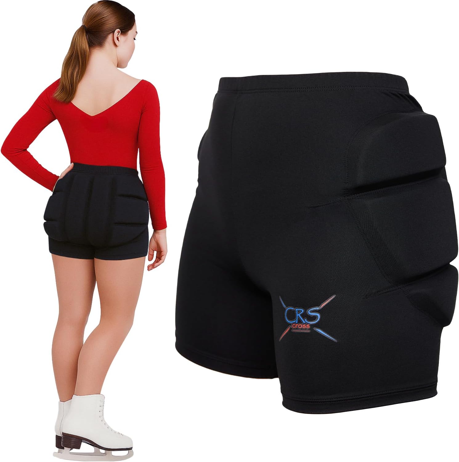 CRS Cross Padded Figure Skating Shorts. Crash Pad Pants for Hip / Tailbone