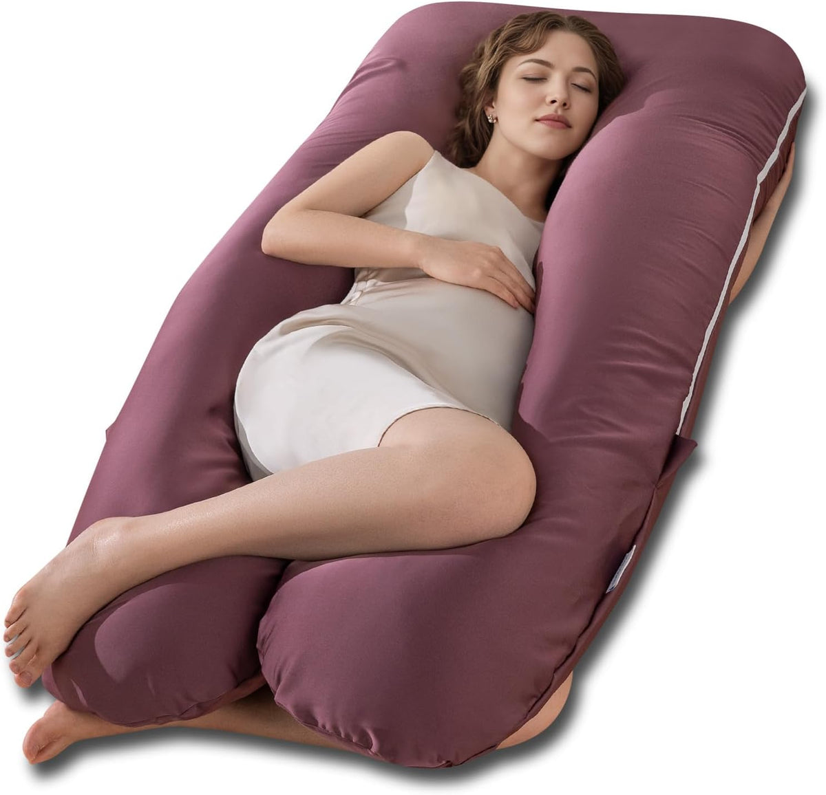 QUEEN ROSE Pregnancy Pillow, U Shaped Maternity Body Pillow, Dark Purple