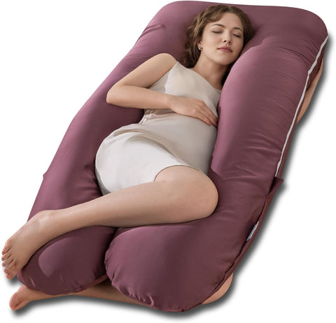 QUEEN ROSE Pregnancy Pillow, U Shaped Maternity Body Pillow, Dark Purple