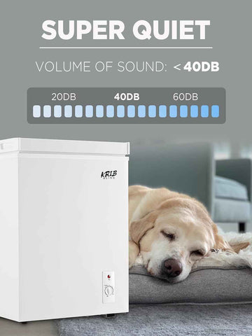 Krib Bling 5.0 Cu.Ft Chest Freezer with a Removable Basket, Deep Freezer with 7 Gears Temperature Control (-16F to -48F), for House, Kitchen, Garage, Basement, Shop, White