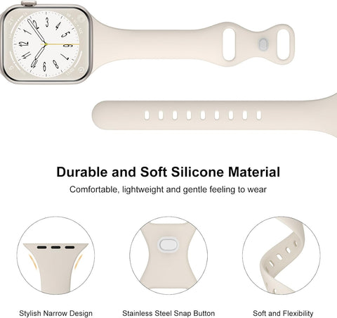 6 Pack Thin Silicone Compatible with Apple Watch Bands Women Men