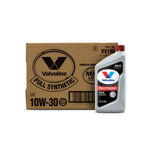 Valvoline Full Synthetic High Mileage with MaxLife Technology SAE 10W-30 Motor Oil 1 QT, Case of 6