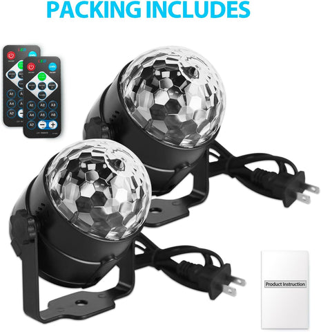 NEQUARE Disco Ball Party Lights 2-Pack, Sound Activated Strobe with Remote