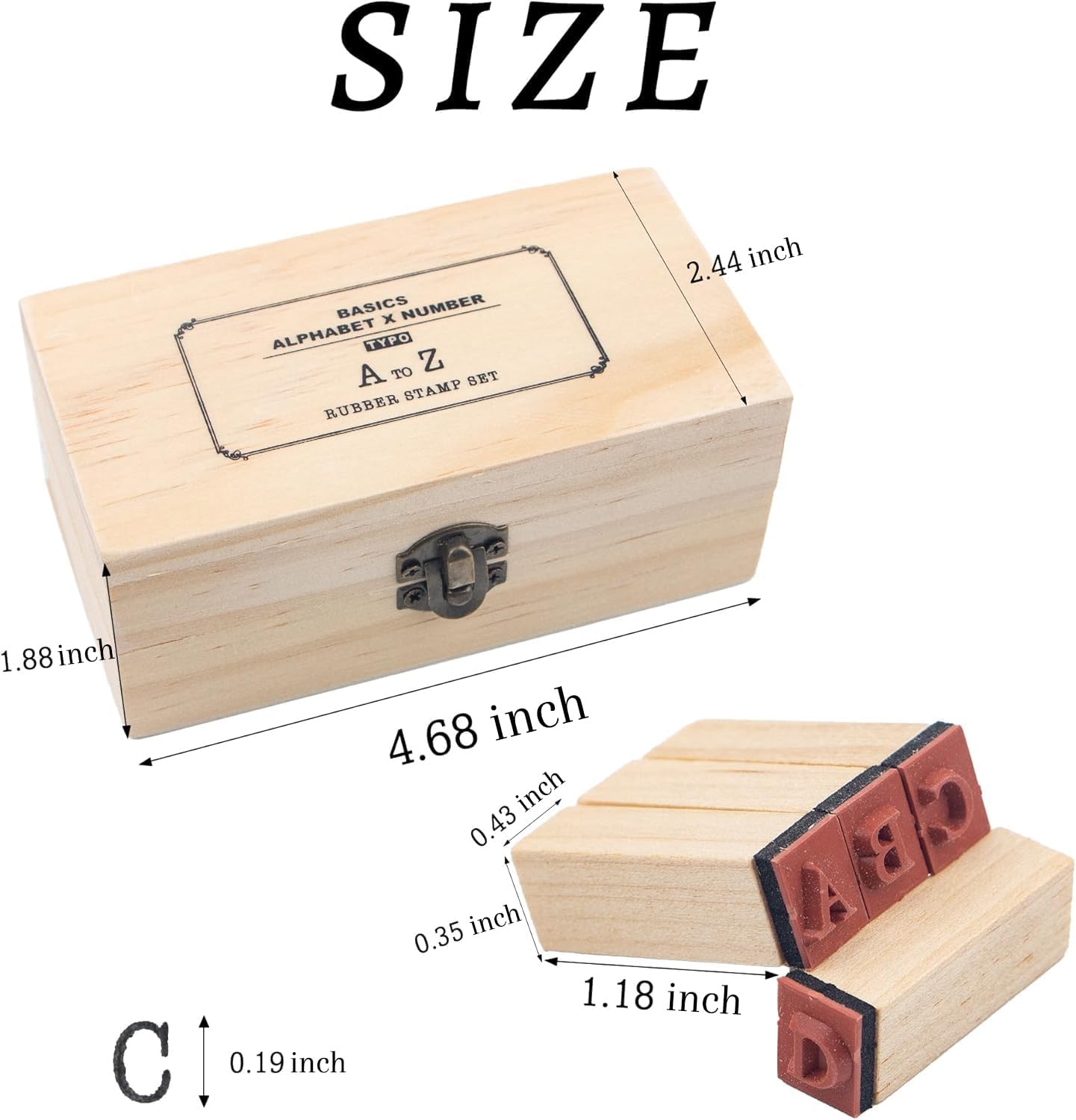 36 Pcs Small Wooden Rubber Stamps, Wooden Box Multipurpose Number Alphabet Letter Wood Rubber Stamp for Card Making, DIY Craft, Scrapbooking Supplie, etc