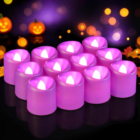 5plots 12Pack Purple Flameless Votive Candles, Fake Electric Candles