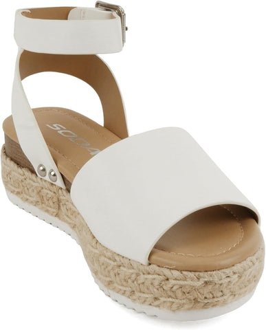 Soda Little Kids/Children/Girls Topic-IIS Espadrille Flatform Wedge Open Toe Sandals