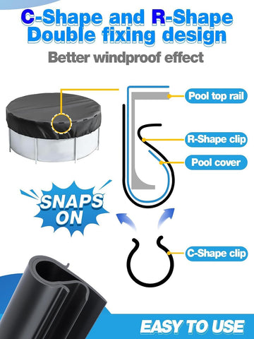 Aulock 48 Pack 2 Shapes Winter Pool Cover Clips, Double Protection