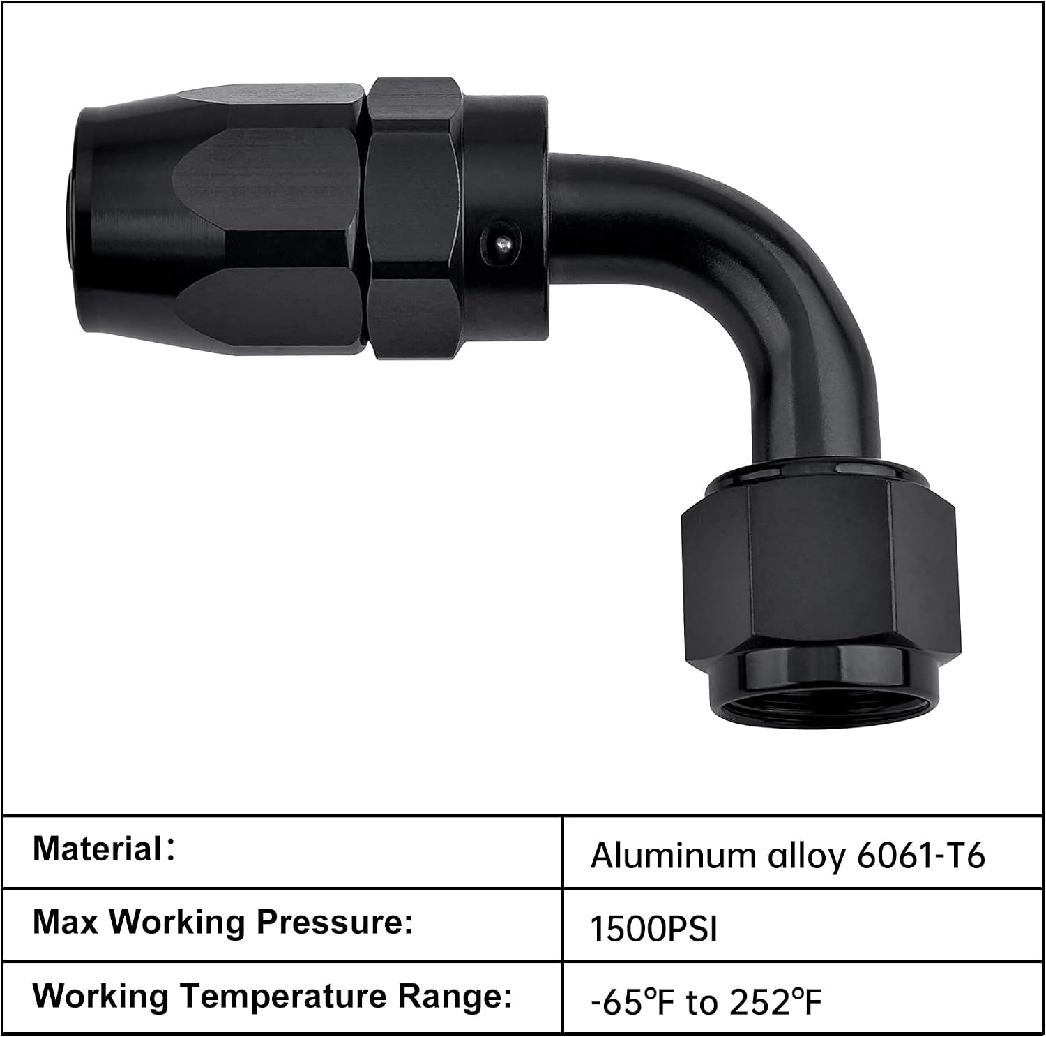 EVIL ENERGY 12AN Hose End Fitting 90 Degree Swivel for CPE Braided Hose Black 2PCS