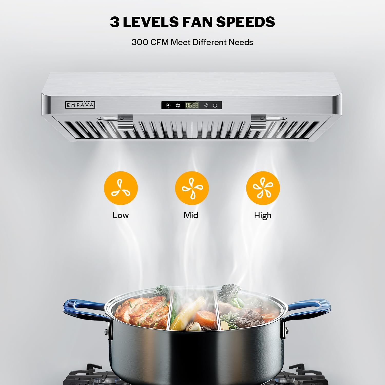 Empava Ductless Under Cabinet Range Vent Hood 30 Inch, Touch Control