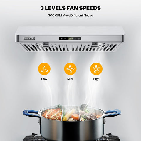 Empava Ductless Under Cabinet Range Vent Hood 30 Inch, Touch Control