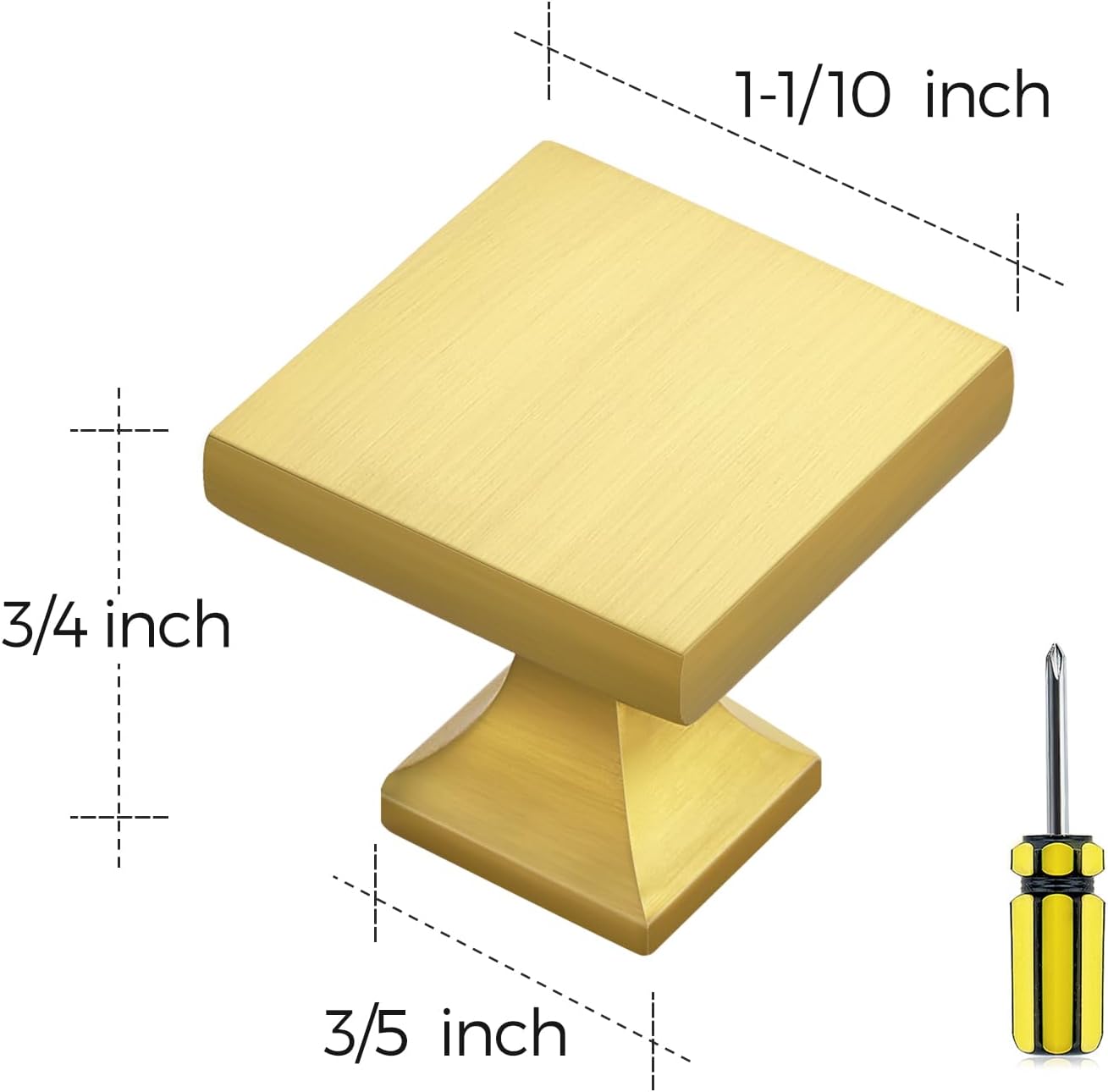 Ravinte Brushed Brass Solid Knob Gold Kitchen Cabinet Pull,10 Pack,Square-5