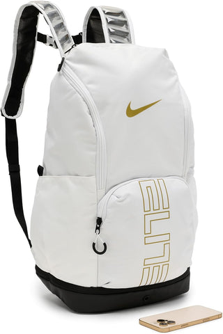 Nike Varsity Elite Backpack (32L), White/Black/Metallic Gold, MISC