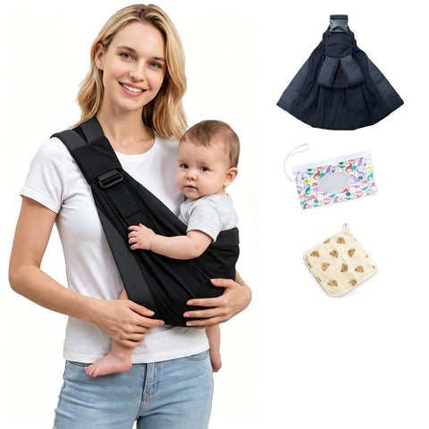 Baby Sling Carrier, Ergonomic M-Leg Soft Cotton Fit with Wide Padded Straps
