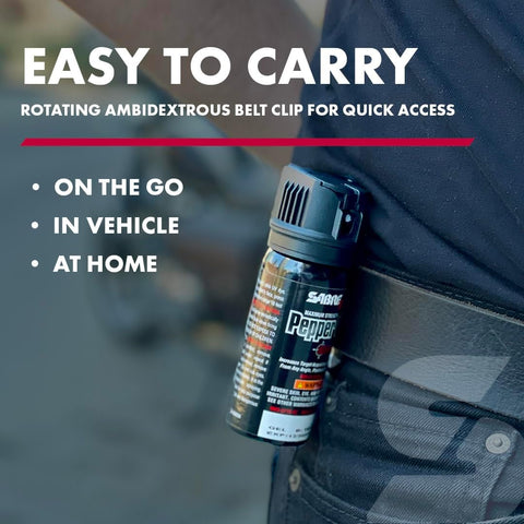 SABRE Crossfire Pepper Gel - 360° Spray for Defense at Any Angle, Maximum Strength Police-Grade OC Pepper Spray with UV Marking Dye, 20‑Foot Tactical Range, Fast Flip Top Safety, Belt Clip, 1.5 fl oz