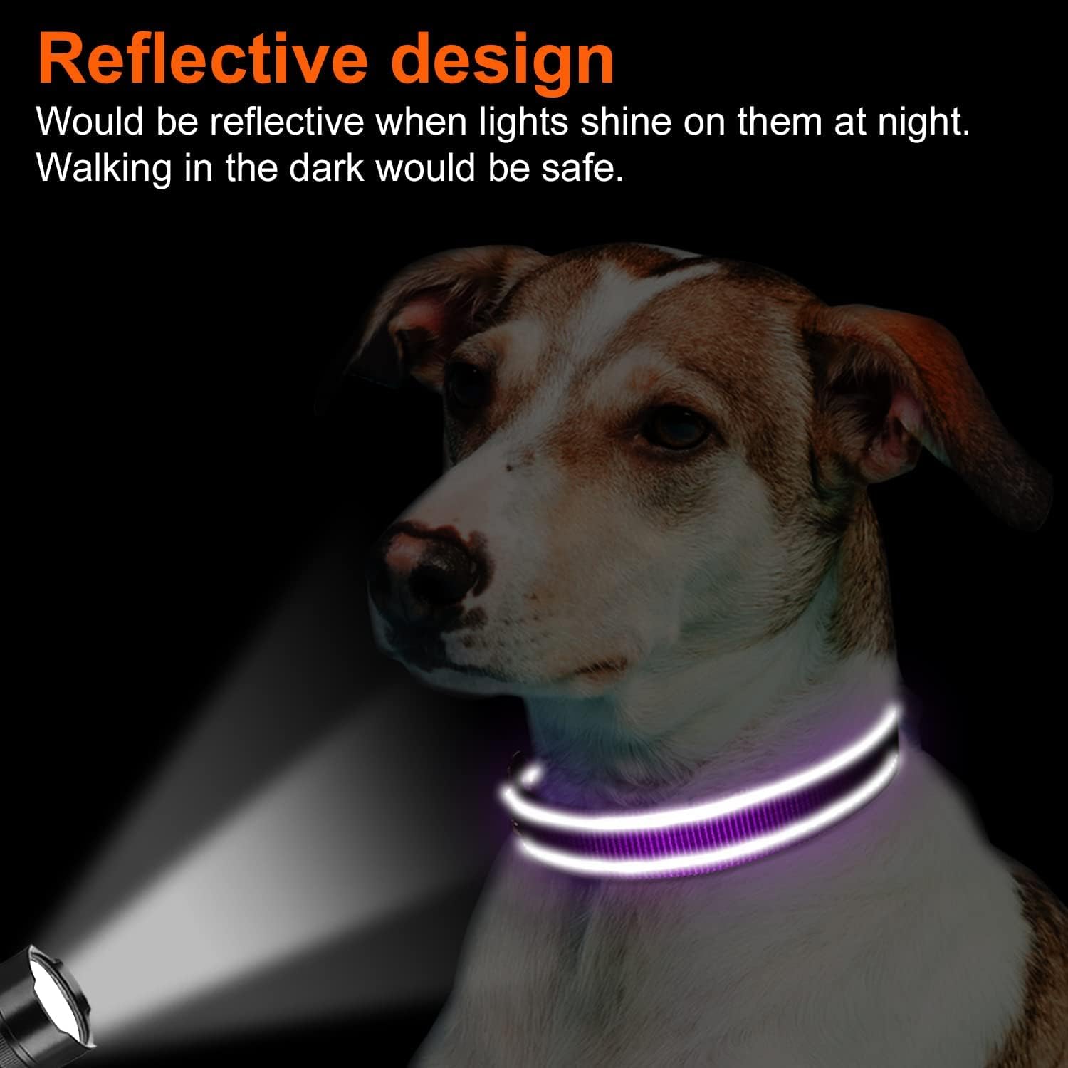 Joytale Reflective Dog Collar, Adjustable Neoprene Padded, Purple M