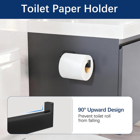Gypie Bathroom Accessories Set Wall Mounted, 10-Piece 16In Matte Black